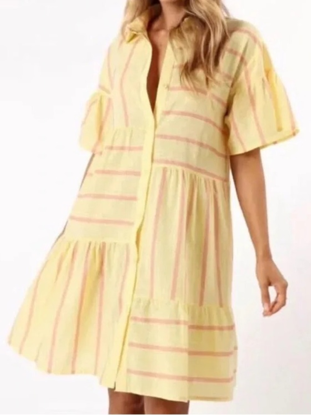 Petal & Pup Stripe Cotton Trapeze Mini Dress : Large